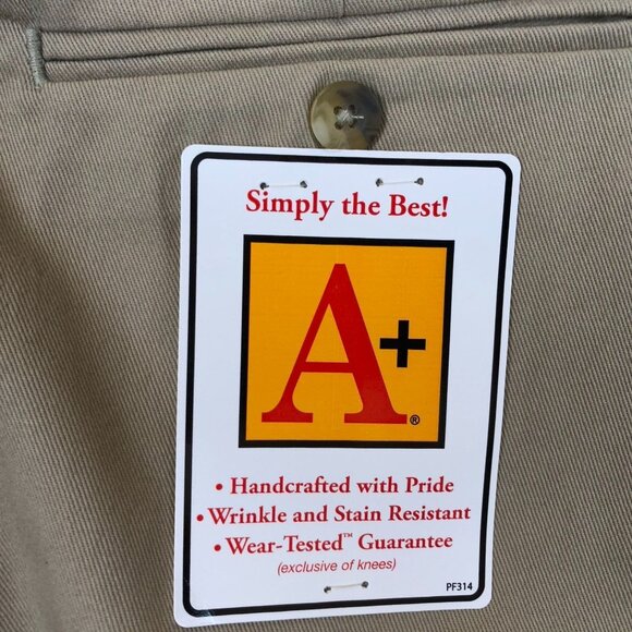 NWT A+ By Sai Mens Uniform Khaki Pants 38W Beige Relaxed Straight Flat Front - Picture 9 of 15